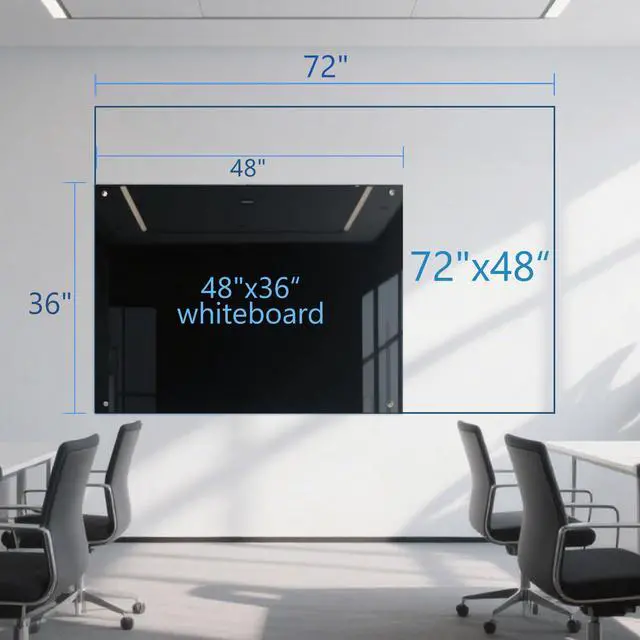 Alt view image 6 of 7 - Black Glass Dry Erase Board - 72"X48" Magnetic Blackboard Large Frameless Whiteboard Clear Glass Wlack Boards with Super Strong Magnets, Wall Mounted for Office, School and Home