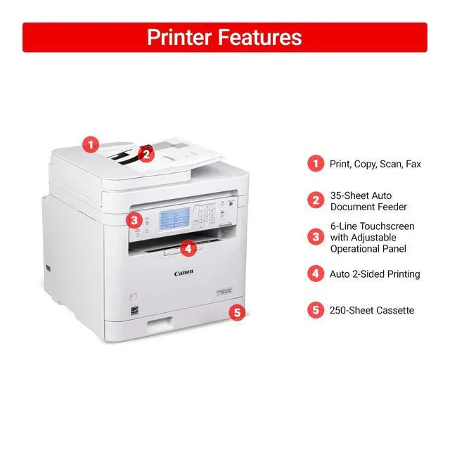 Alt view image 2 of 7 - imageCLASS MF287dw - Monochrome, Duplex, Wireless Laser Printer, All-in-One Print, Copy, Scan, Fax, Auto Document Feeder, 1 Year, 35 PPM, White