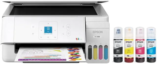 Main image of EcoTank ET-2903 Wireless All-in-One Color Supertank Printer with up to 3 Years of Ink, Refillable Tanks, Perfect for Home, 11 PPM, 1.44" Color Screen, Built-in Scanner White