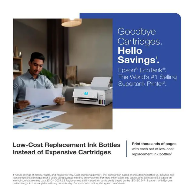 Alt view image 2 of 7 - EcoTank ET-2903 Wireless All-in-One Color Supertank Printer with up to 3 Years of Ink, Refillable Tanks, Perfect for Home, 11 PPM, 1.44" Color Screen, Built-in Scanner White