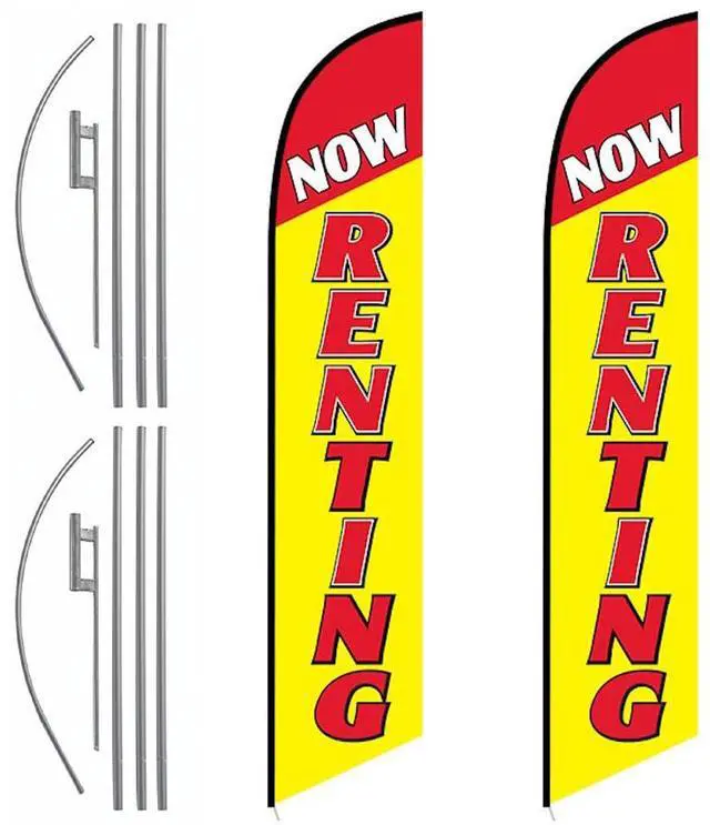 Main image of Now Renting Feather Banner Flags (Complete Kits, Pack of 2)