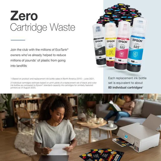 Alt view image 4 of 7 - EcoTank ET-2903 Wireless All-in-One Color Supertank Printer with up to 3 Years of Ink, Refillable Tanks, Perfect for Home, 11 PPM, 1.44" Color Screen, Built-in Scanner White