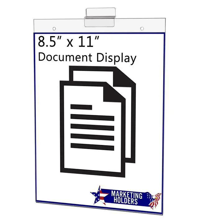 Alt view image 5 of 7 - 24 Pack Slatwall Sign Holder for 8.5" x 11" Advertisements Notices and Flyers in Retail Stores Boutiques and Showrooms Clear Acrylic Literature Sleeve No Assembly Required