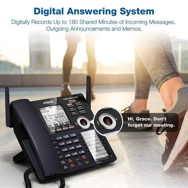 Alt view image 6 of 7 - AM18447 Main Console 4-Line Small Business Phone System - Expandable to 10 Stations, Digital Answering Machine, Auto Attendant, Intercom & Custom Music on Hold, Black