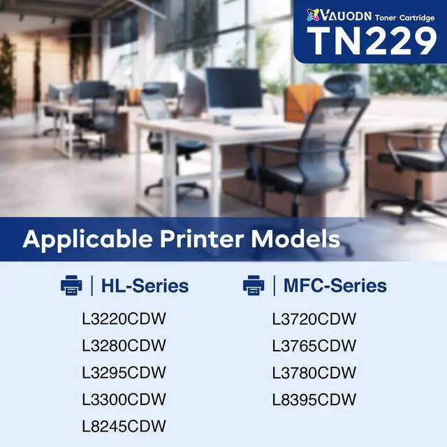 Alt view image 2 of 6 - TN229 TN 229 Toner Cartridges Color Set 4PK Compatible for Brother TN-229 | TN-229 229 HL-L3280CDW HL-L3295CDW MFC-L3720CDW MFC-L3780CDW Printer,Black Cyan Magenta Yellow-4PK,HL-L3220CDW,BK/C/M/Y