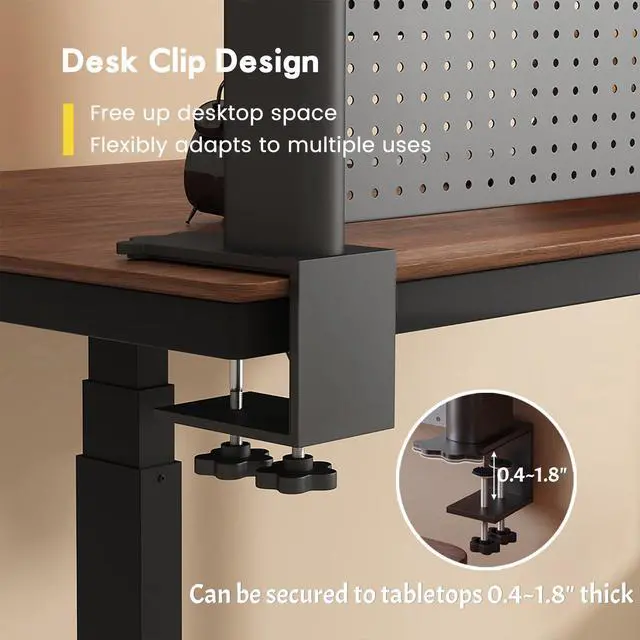Alt view image 6 of 6 - Clamp On Desk Shelf Organizer with Pegboard Desk Hutch Dorm with Storage Bookshelf Desk Top Organizer Shelf Multi-Purpose White & Black Desktop Shelves & Office Shelves (Black, W - 23.6")
