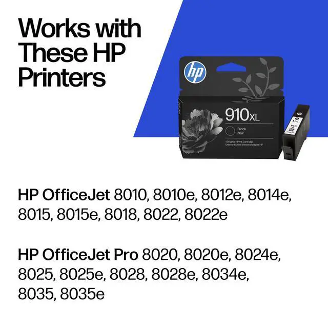 Alt view image 3 of 7 - 910XL Black High-Yield Ink Cartridge | Works with OfficeJet 8010,8020 Series,OfficeJet Pro 8020,8030 Series | Eligible for Instant Ink 3YL65AN,(Pack of 2)