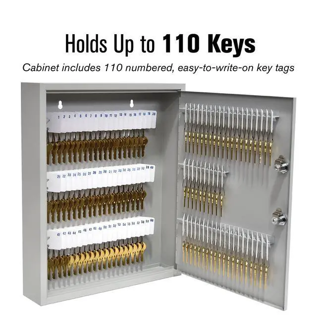 Alt view image 3 of 7 - STEELMASTER by 110 Key Cabinet | Dual Lock Control Key Box | Welded 22 Gauge Steel Construction | Scratch Resistant | Write-On Key Tags for Easy Identification