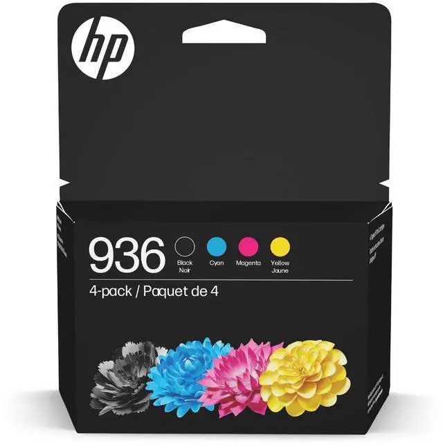 Main image of 936 Black, Cyan, Magenta, Yellow Ink Cartridges (4-Pack) | Works with OfficeJet 9120, Pro 9110, 9120, 9130, Wide Format 9730 | Eligible for Instant Ink | 6C3Z5LN
