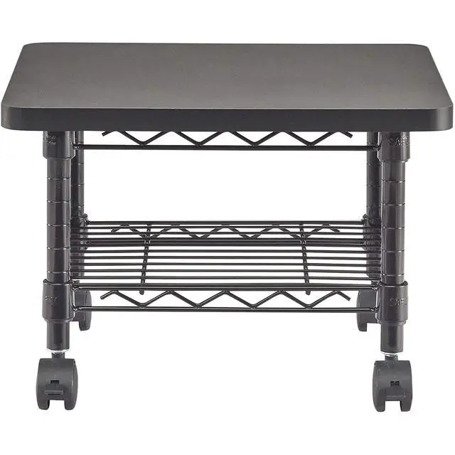 Alt view image 2 of 7 - Onyx Rolling Cart Printer Stand, Under-Desk Mobile Utility Table for Home Office with Steel Shelf, Black