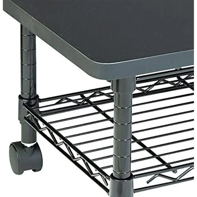 Alt view image 3 of 7 - Onyx Rolling Cart Printer Stand, Under-Desk Mobile Utility Table for Home Office with Steel Shelf, Black