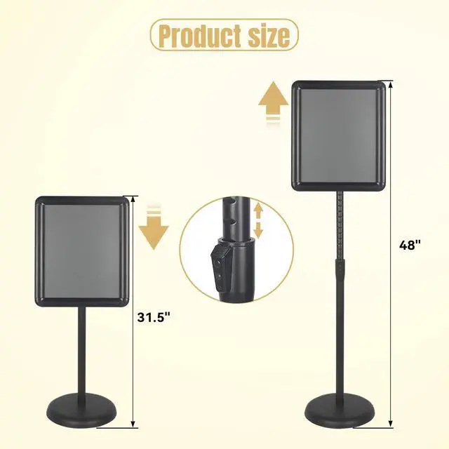 Alt view image 2 of 6 - Sign Stand Holder 6PACK Floor Sign Holder with Base for 8.5x11 inches,Both Vertical & Horizontal View Displayed,Snap-Open Frame with Safety Corner for School Church,Black