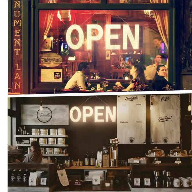Alt view image 5 of 6 - LED Open Sign for Business,48"x17" Dimmable Brightness Large Electric Light Up Sign, Hanging Installation for Store Restaurant Office Bar Hotel Salon (warm white)