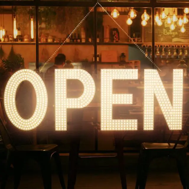 Alt view image 6 of 6 - LED Open Sign for Business,48"x17" Dimmable Brightness Large Electric Light Up Sign, Hanging Installation for Store Restaurant Office Bar Hotel Salon (warm white)