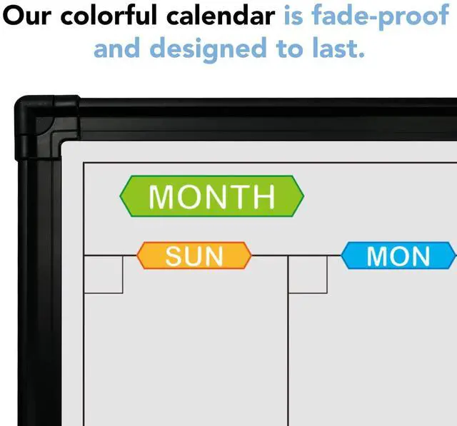 Alt view image 3 of 6 - Magnetic Calendar Whiteboard & Bulletin Corkboard Combination, Combo Board 48 x 36 Inch, Black Aluminum Frame Wall Mounted Board for Office Home and School with 10 Push Pins