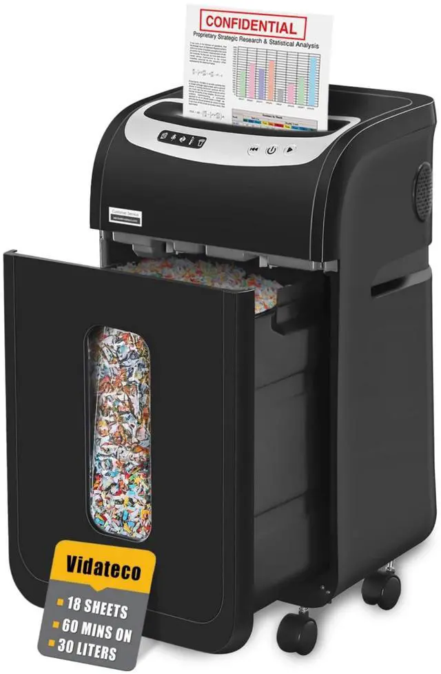 Main image of 18-Sheet Paper Shredder for Home Office Heavy Duty Micro Cut | 60-Minute Micro Cut P-4 Security, Auto-Reverse Anti-Jam System, 7.9-Gallon Pullout Bin, Shreds Staples/CD/Credit Cards (ETL)