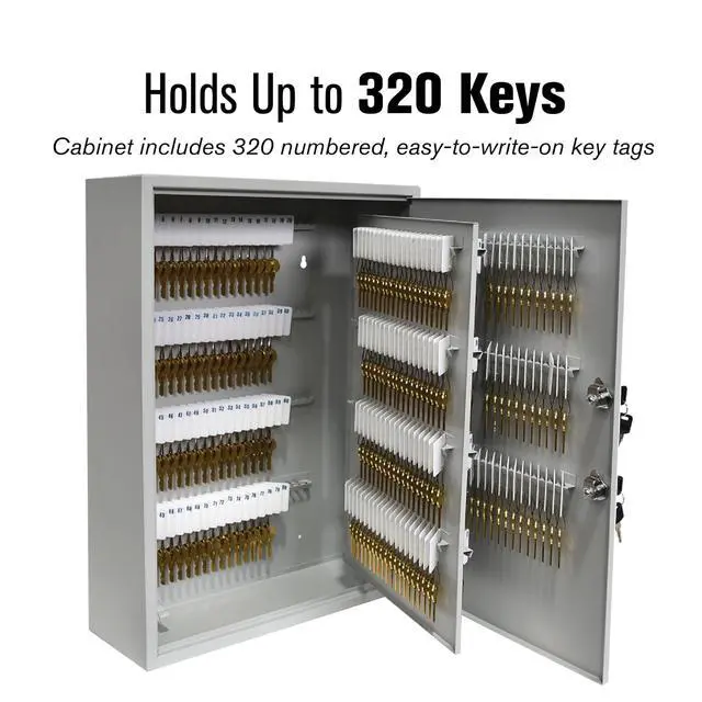 Alt view image 3 of 7 - STEELMASTER 320 Key Cabinet - Dual Lock Control Key Box - Welded 22 Gauge Steel Construction - Scratch Resistant - Write-On Key Tags for Easy Identification