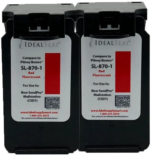 Main image of Replacement Postage Ink Cartridge for SL-870-1 Red Ink Cartridge for New SendPro Mailstation (CSD1) (2 Pack)