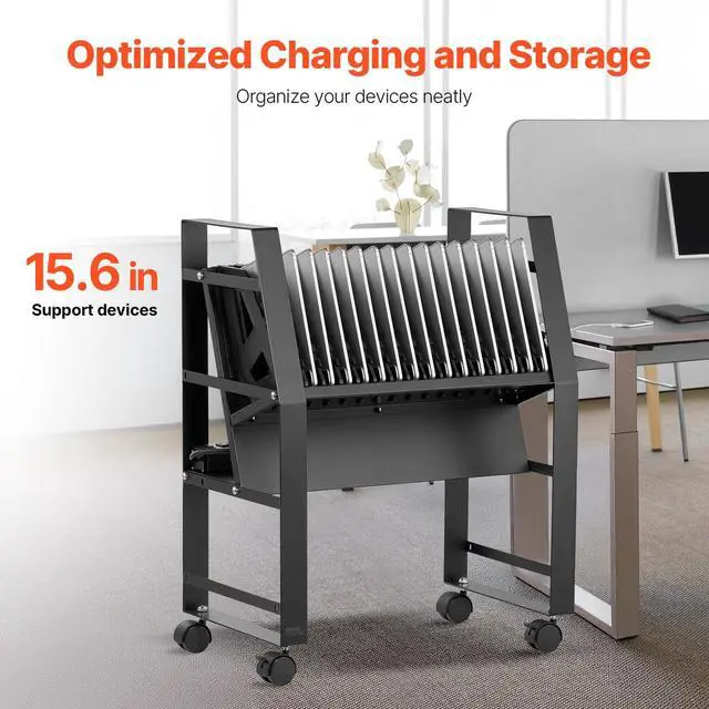 Alt view image 2 of 7 - Charging Cart, 16 Device Mobile Open Charging Station, Up to 15.6 in Screen Size, Office and Classroom Mobile Charging Cart, for Chromebook, Tablet and Laptop