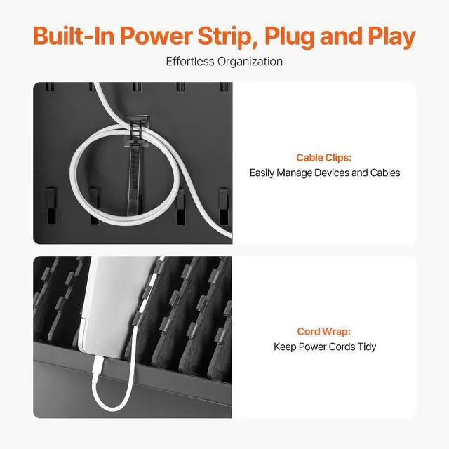 Alt view image 4 of 7 - Charging Cart, 16 Device Mobile Open Charging Station, Up to 15.6 in Screen Size, Office and Classroom Mobile Charging Cart, for Chromebook, Tablet and Laptop