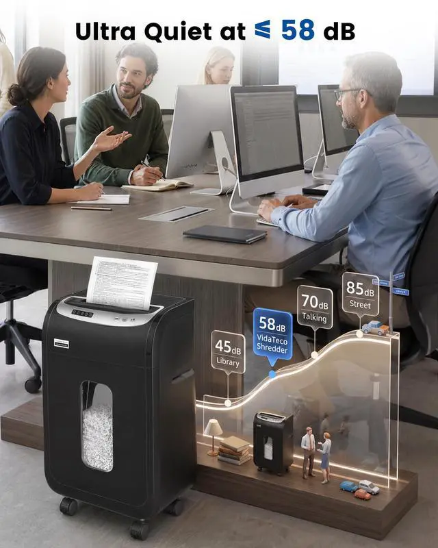 Alt view image 6 of 7 - 18-Sheet Paper Shredder for Home Office Heavy Duty Micro Cut | 60-Minute Micro Cut P-4 Security, Auto-Reverse Anti-Jam System, 7.9-Gallon Pullout Bin, Shreds Staples/CD/Credit Cards (ETL)