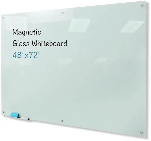 Main image of Magnetic Glass Whiteboard, 48"x72" Frameless Dry Erase Board White Board Surface Wall Mounted for Office, Classroom & Home