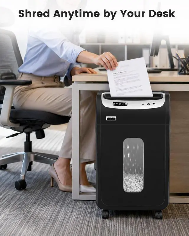 Alt view image 7 of 7 - 18-Sheet Paper Shredder for Home Office Heavy Duty Micro Cut | 60-Minute Micro Cut P-4 Security, Auto-Reverse Anti-Jam System, 7.9-Gallon Pullout Bin, Shreds Staples/CD/Credit Cards (ETL)
