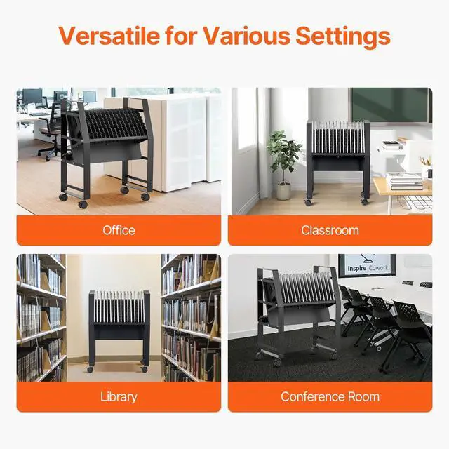 Alt view image 6 of 7 - Charging Cart, 16 Device Mobile Open Charging Station, Up to 15.6 in Screen Size, Office and Classroom Mobile Charging Cart, for Chromebook, Tablet and Laptop