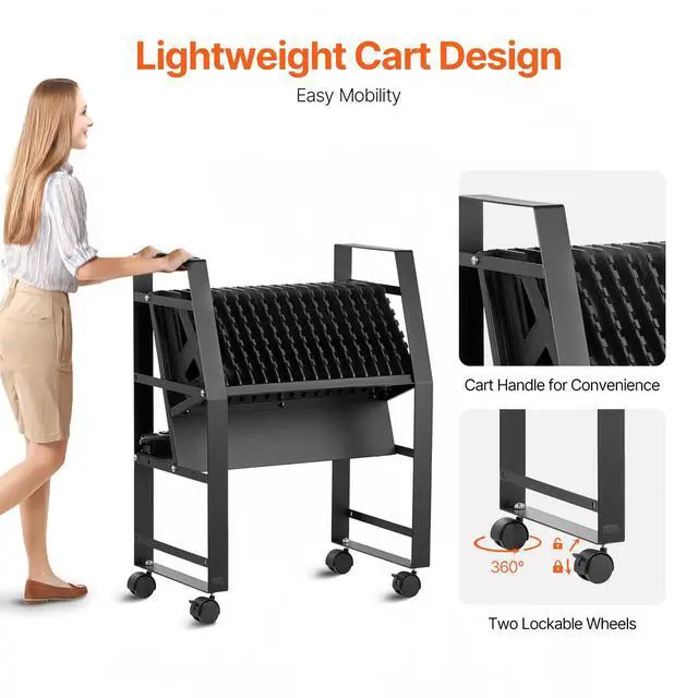Alt view image 5 of 7 - Charging Cart, 16 Device Mobile Open Charging Station, Up to 15.6 in Screen Size, Office and Classroom Mobile Charging Cart, for Chromebook, Tablet and Laptop