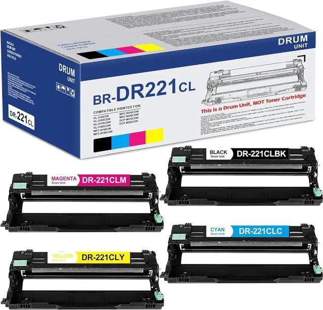 Main image of DR221CL DR-221CL Drum Unit Replacement for Brother DR-221CL DR221 DR 221 CL Drum Unit HL-3140CW HL-3150CDW, HL-3170CDW, HL-3180CDW, MFC-9130CW, MFC-9330CDW, MFC-9340CDW, DCP-9020CDN Printer, 4 Pack