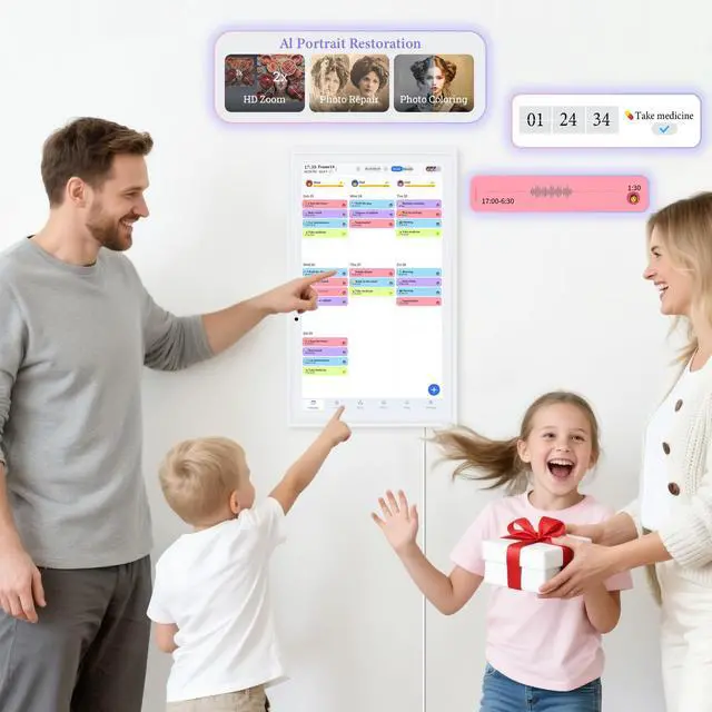 Alt view image 4 of 7 - 15.6 Inch Digital Calendar Wall Touch Screen, Electronic Family Calendar & Smart Chore Chart, Digital Wall Calendar for Family Planner Task Organizer (White)