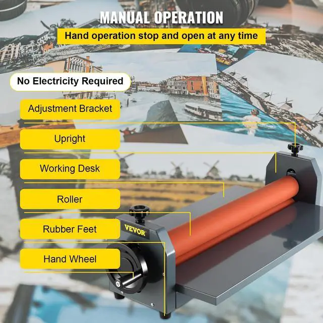 Alt view image 7 of 7 - 51 Inch Cold Laminator Machine 10mm Manual Vinyl Photo Film Cold laminator Hand Crank Pressure Cold Roll laminator(51Inch)