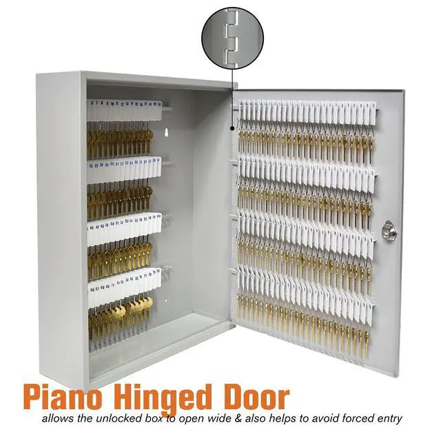 Alt view image 4 of 7 - STEELMASTER Key Holder Cabinet - 200-Key Cabinet - 200 Easy-to-Write-On Key Tags - Piano Hinged Door - Standard Keyed Lock - Steel Construction - Key Lock Box
