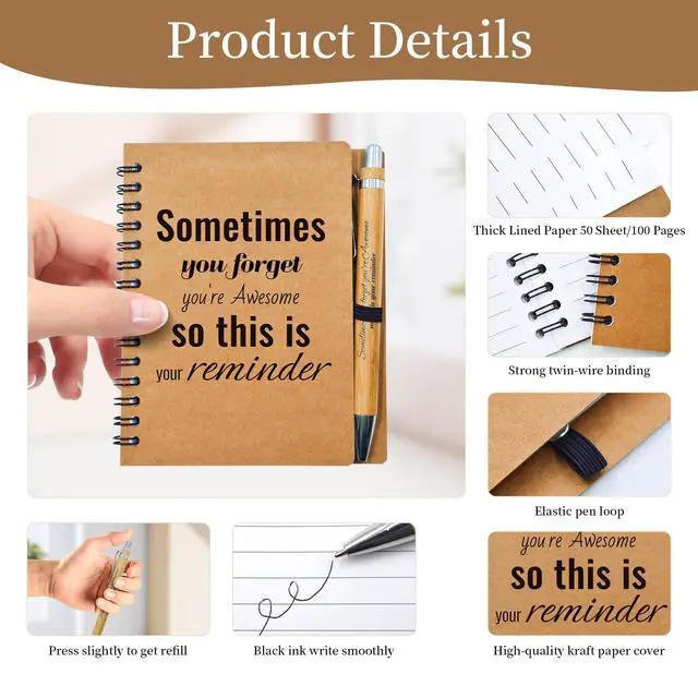 Alt view image 2 of 7 - 100 Pcs Employee Appreciation Gifts Bulk -50 Sets of Inspirational Notebooks with Motivational Pens, Small Notepads for Coworkers, Office Staff, Team, Volunteer, Group, Teachers, Thank You Gifts