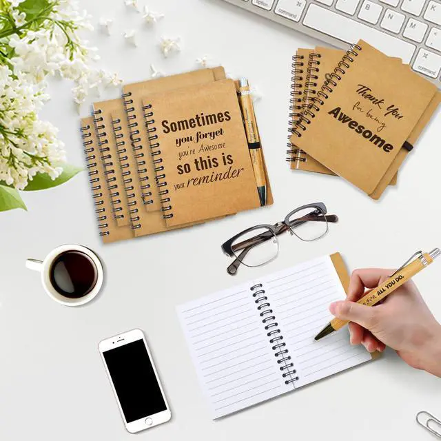 Alt view image 6 of 7 - 100 Pcs Employee Appreciation Gifts Bulk -50 Sets of Inspirational Notebooks with Motivational Pens, Small Notepads for Coworkers, Office Staff, Team, Volunteer, Group, Teachers, Thank You Gifts