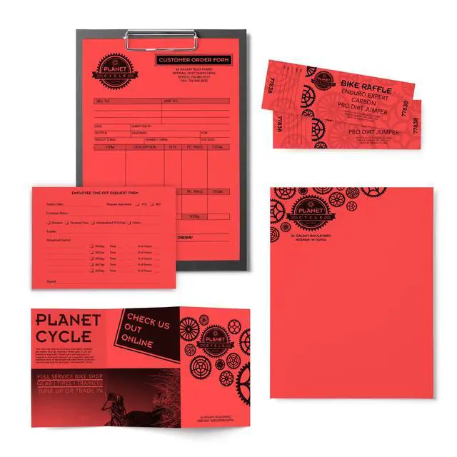 Alt view image 3 of 5 - Neenah ® Bright Color Paper,Letter Size Paper,24 Lb,FSC Certified,Rocket Red,Ream Of 500 Sheets,(Pack of 10)