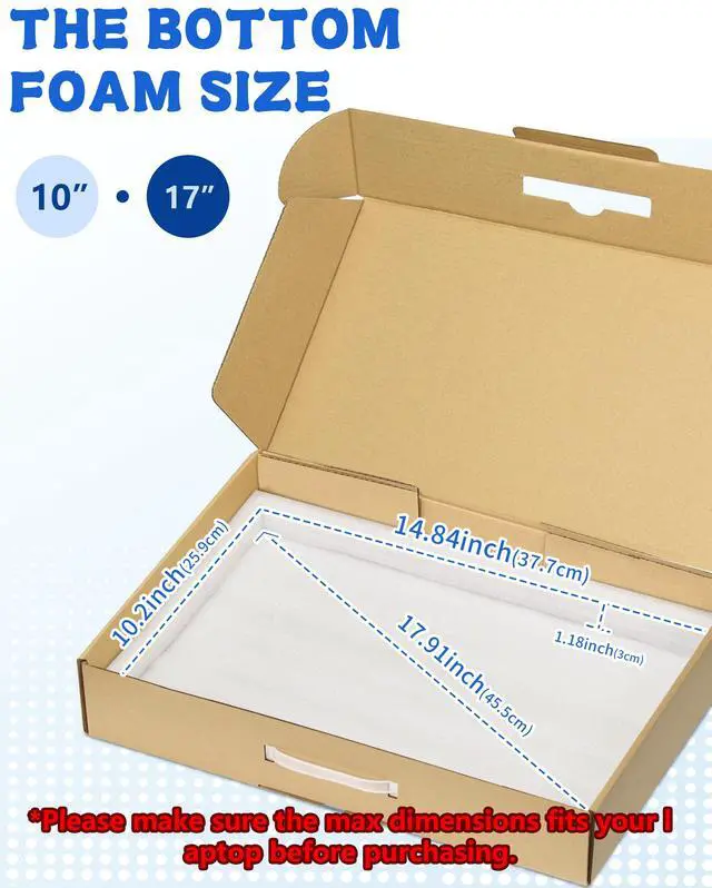 Alt view image 3 of 7 - Laptop Shipping Box with Protection Foam for up to 17 Inches Notebook, Cardboard Laptop Box for Shipping, Secure Mailing Boxes, 8 Pack