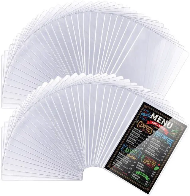 Main image of 300 Pcs 8.5" x 14" Clear Plastic Menu Sleeves Covers Legal Size for Restaurant Menu Protector, 8.5" x 14" Rigid Print Protectors, Clear Hard Plastic Protective Sleeves Covers