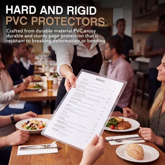 Alt view image 3 of 7 - 300 Pcs 8.5" x 14" Clear Plastic Menu Sleeves Covers Legal Size for Restaurant Menu Protector, 8.5" x 14" Rigid Print Protectors, Clear Hard Plastic Protective Sleeves Covers