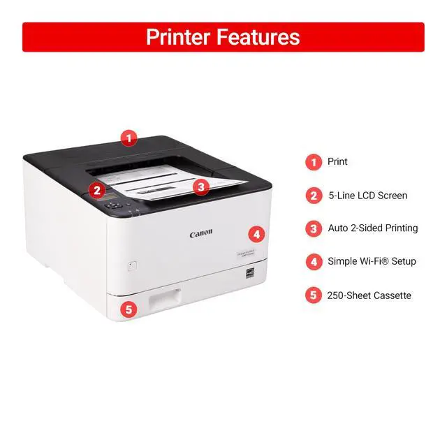 Alt view image 2 of 7 - imageCLASS LBP172dw Monochrome Duplex, Wireless Laser Printer, Single Function, Home Office, Mobile Ready, 1 Year, 35 PPM, White