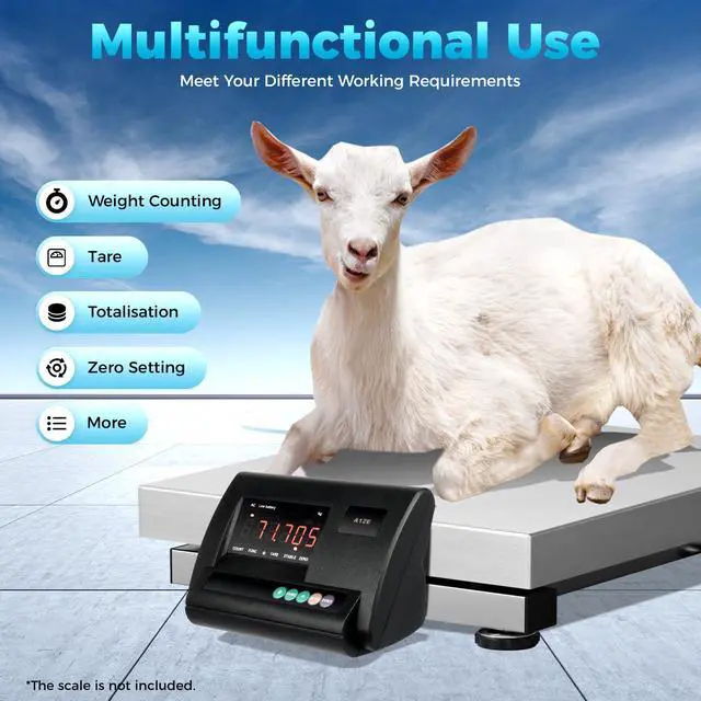 Alt view image 2 of 7 - Digital Livestock Scale Kit, Animal Scale 5000lbs High Precision Indicator Floor Scale Pet Scale with Large Stainless Platform Vet Scale with 4-Wire Junction Box for Dog, Sheep, Cattle