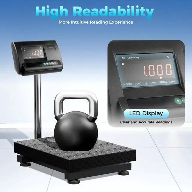 Alt view image 3 of 7 - Digital Livestock Scale Kit, Animal Scale 5000lbs High Precision Indicator Floor Scale Pet Scale with Large Stainless Platform Vet Scale with 4-Wire Junction Box for Dog, Sheep, Cattle