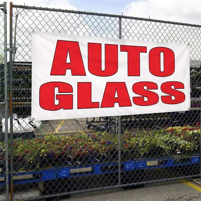 Alt view image 4 of 6 - Vinyl Banner Multiple Sizes Auto Glass Body Shop Car Repair B Automotive Outdoor Weatherproof Industrial Yard Signs White 10 Grommets 60x144Inches