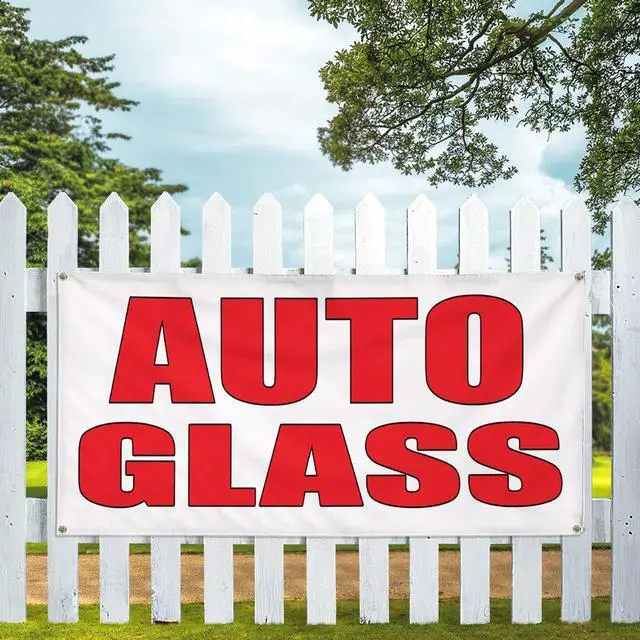 Alt view image 5 of 6 - Vinyl Banner Multiple Sizes Auto Glass Body Shop Car Repair B Automotive Outdoor Weatherproof Industrial Yard Signs White 10 Grommets 60x144Inches