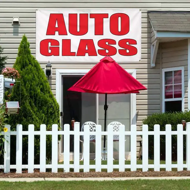 Alt view image 3 of 6 - Vinyl Banner Multiple Sizes Auto Glass Body Shop Car Repair B Automotive Outdoor Weatherproof Industrial Yard Signs White 10 Grommets 60x144Inches