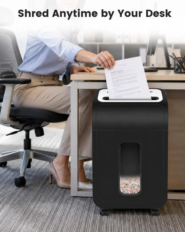 Alt view image 7 of 7 - 14-Sheet Micro Cut Paper Shredder for Home Office Heavy Duty | Auto-Reverse Anti-Jam, 60-Min Runtime P-4 Security, 5.3-Gallon Basket, Commercial Grade Shreds Staple/ CD/ Credit/ Card, ETL