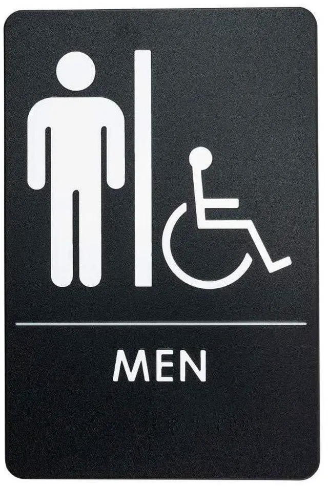 Main image of Men's Handicap Restroom Sign ADA-Compliant Bathroom Door Sign for Office, Business, Restaurant, Made in USA, Pack of 24
