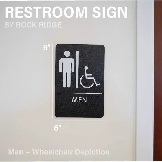 Alt view image 4 of 6 - Men's Handicap Restroom Sign ADA-Compliant Bathroom Door Sign for Office, Business, Restaurant, Made in USA, Pack of 24