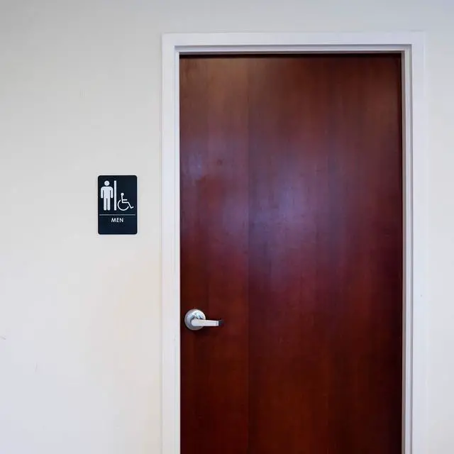 Alt view image 5 of 6 - Men's Handicap Restroom Sign ADA-Compliant Bathroom Door Sign for Office, Business, Restaurant, Made in USA, Pack of 24