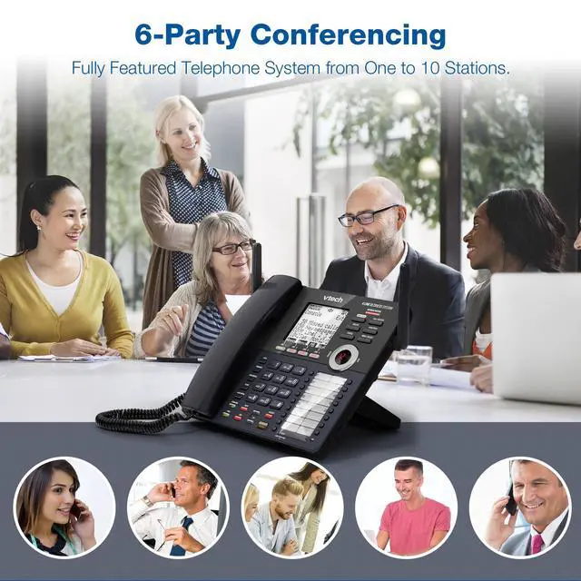 Alt view image 4 of 7 - AM18447 Main Console 4-Line Small Business Phone System - Expandable to 10 Stations, Digital Answering Machine, Auto Attendant, Intercom & Custom Music on Hold, Black